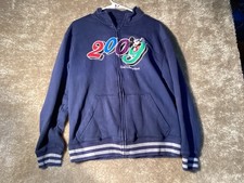 Disney World 2009 Full Zip Jacket Mens M Sweatshirt Zip Up Blue Embroidered
