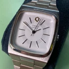 Vintage Timex Q M Cell Square Men’s Watch Silver Tone Tank 32mm WORKS