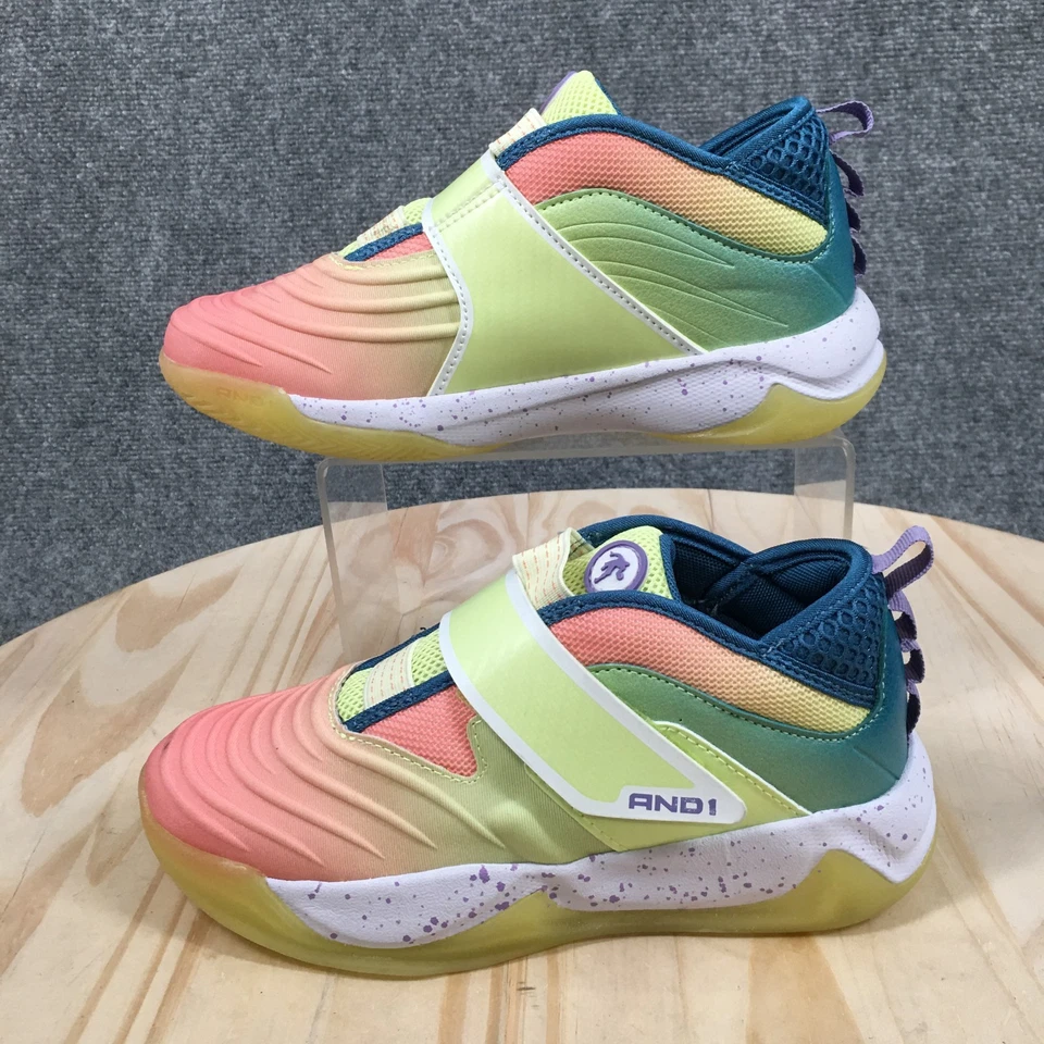 AND1 Zapatos Jóvenes 3 Niños Baloncesto Atlético Medio Top Tenis Verde Multicolor Foto 2 de 4