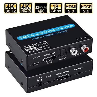 HDMI Audio Extractor HDMI 2.0 Audio Splitter 5.1CH 4K 60Hz for PS5 Xbox HDTV ﻿ ﻿