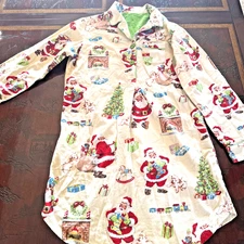 Nick and Nora Winter  Santa /Christmas Tree Flannel Pajama Top/Gown Size M