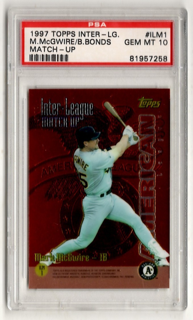 PSA 10 Mark McGwire / Barry Bonds 1997 Topps Inter-League #ILM1 (very green)
