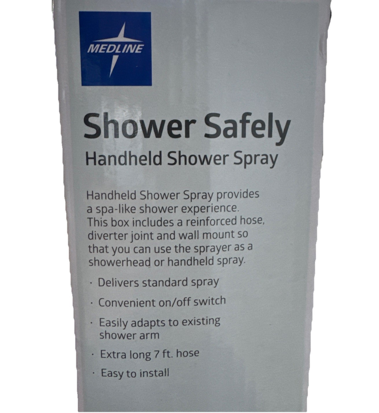 MedLine Shower Safely Handheld Shower Spray Extra Long White 7' Hose