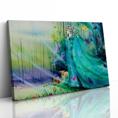 Fantasy Welt Feen und Schmetterlinge Leinwand gerahmter Druck Bild Wandbild