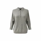 Mint Velvet Women's Grey Cotton Cashmere 1/4 Zip Jumper - Size Small