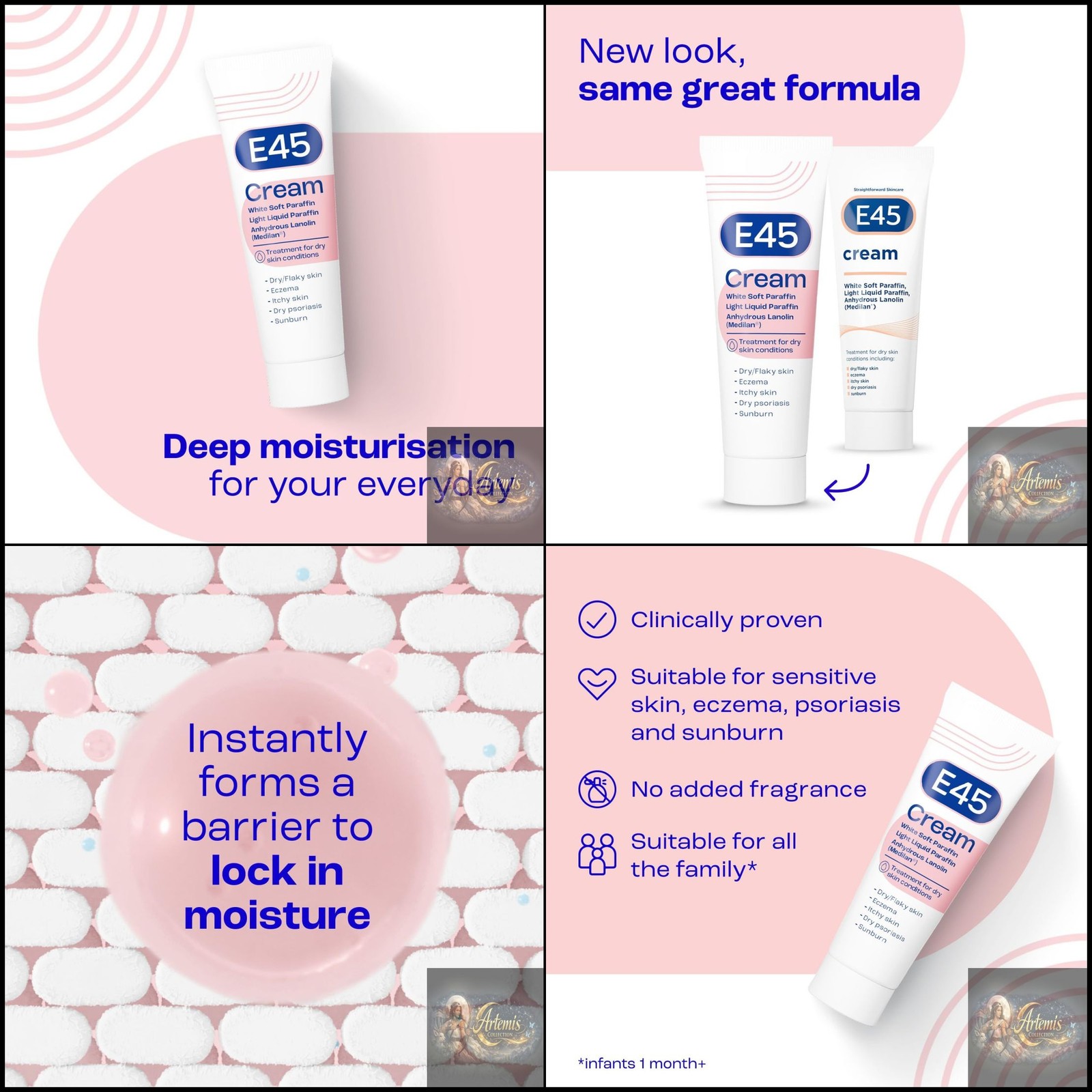 E45 Moisturiser for Dry Skin and Sensitive Skin Cream, 50g UK