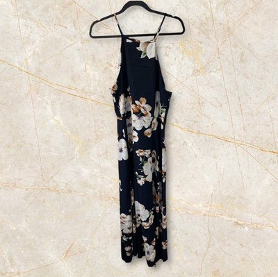 NWT Anself Maxi Dress Womens SIZE 2XL Halter Neck A-Line Sleeveless Blue Floral