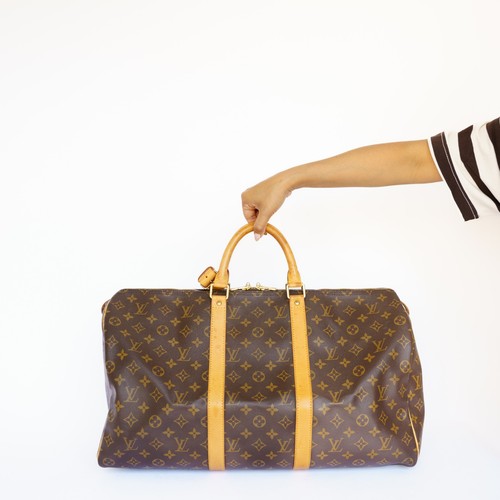 Louis Vuitton Keepall 50 Duffle Bag Brown Canvas