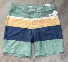 Old Navy Men's Board Shorts Size 34 Green Yellow Colorblock Swim Trunks NWT