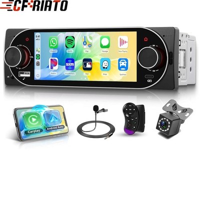 Single 1Din 5'' Wireless Carplay Android Auto Autoradio Touchscreen FM USB Kamera