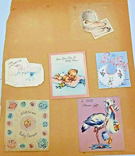 Vintage 1940s Baby Shower Greeting Card Lot Hallmark American Greeting Ephemera