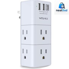 USB Multi Plug Outlet Extender - Surge Protector with Rotating Plug, 6 AC Plu...