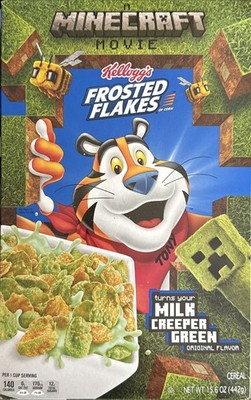   New Limited Edition Kellogg's Frosted Flakes Minecraft Green Cereal 15.6oz  