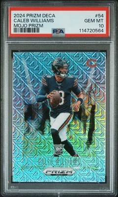 2024 Prizm Deca CALEB WILLIANS 54 Mojoj Prizm RC #d 18/30 PSA 10 Jsy Number 1/1