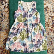 NEW NWT Mia & Tess Tropical Leaf Floral White Colorful Dress Small Babydoll Cute