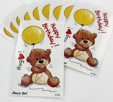 Ten Vintage Suzy’s Zoo-Boof Bear Birthday Hug! Themed Collectible Sticker Lot.