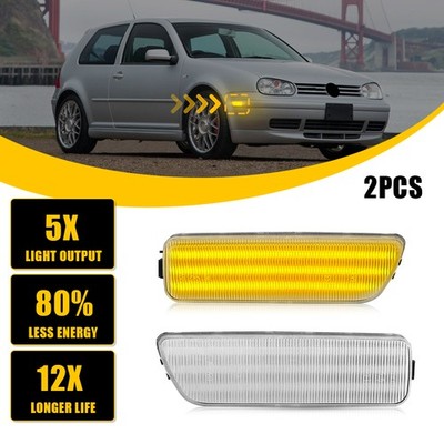 1J0945072B Fit 2000-2003 VW GTI MK4 Clear Amber LED Front Side Marker Lights EJ