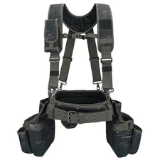 Camo Tool Belt with Suspenders Camouflage Tool Pouch Organizer Supenders Fram...