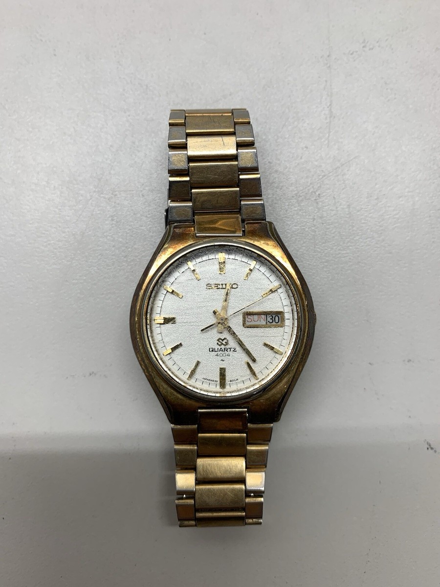 Vintage Seiko Quartz 4004 Day Date Watch 4633-8019 Untested For