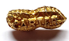 Vintage Jimmy Carter Gold Tone Peanut Brooch/Pin Signed Union Made I.J.W.