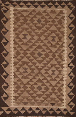 Geometric Reversible Kelim Kilim Rugs Flatweave Tribal Wool Carpet 3x5 ft