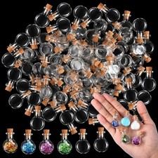 Zhehao 100 Pieces 2 ml Mini Glass Bottles Jars with Cork Stoppers Small Wishi...