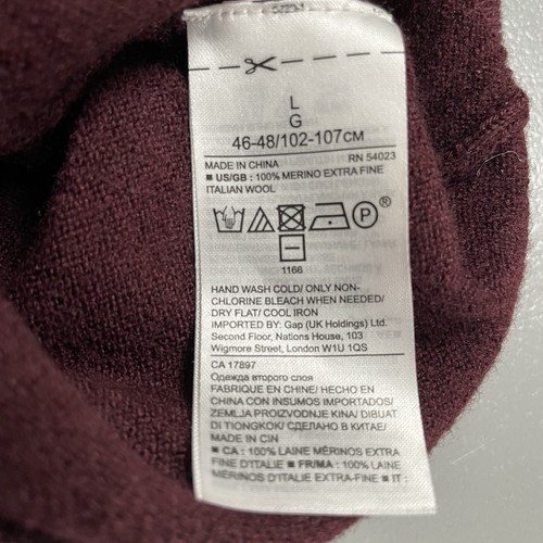 Banana Republic Sweater Mens Large Red Maroon Baruffa Merino Wool Preppy Casual - Picture 7 of 12