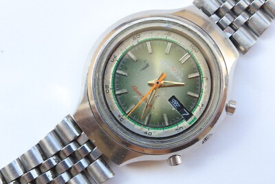 RARE SEIKO 5 SPORTS SPEEDTIMER 7015-8000 VINTAGE GREEN DIAL JDM WATCH FOR REPAIR