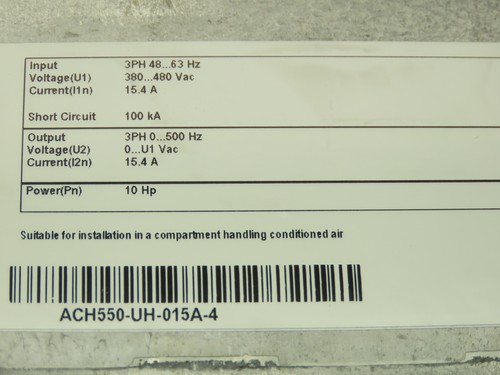 ABB ACH550-UH-015A-4 HVAC VFD regelbarer Antrieb 10 PS 3Ph 480V 15,4A ohne Tastatur - Bild 1 von 14