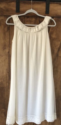 VTG Babydoll Chiffon Peignoir Robe Nightgown Set Small Sheer Nightie Lace Pinup - Picture 6 of 14