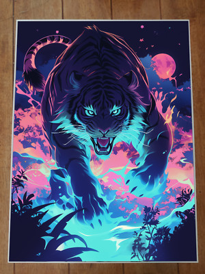 Tiger Anime Japanese Style Poster 18x24in
