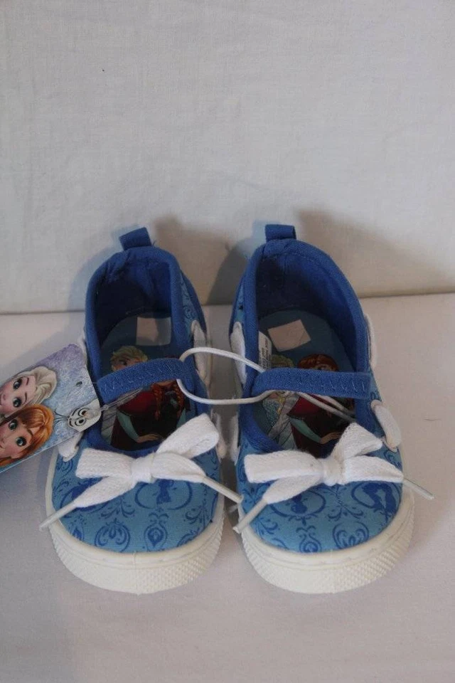 NUEVO Zapatos Tenis Niñas Pequeñas Talla 5 Azul Frozen Princesa Mary Janes Sin Cordones Foto 2 de 3