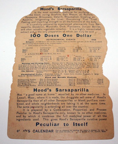 Hood's Sarsaparilla Calendar 1889 Victorian Girl Blood Purifying - Picture 5 of 5