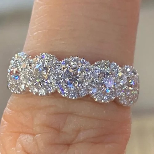 3Ct Round Cut Lab-Created Diamond Engagement Ring 14K White Gold Plated Silver - 第 1/7 張圖片