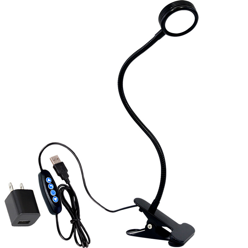 Dimmable 5W LED Reading Adjustable Light Desk Clip Clamp Lamp USB