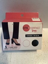 - Knee High Day Sheer Leg Pantyhose Box Of 5 Pairs Jet Black