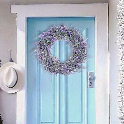 18'' Artificial Lavender Wreath Greenery Garland Front Door Home Decorations