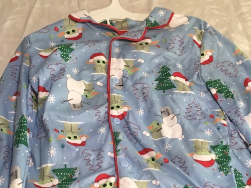 Disney Star Wars Youth Christmas Pajamas 2 pc L 12/14 NWT Mandalorian Grogu - Picture 4 of 6