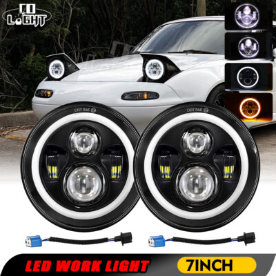 2X LED Scheinwerfer 7 Zoll für 90-97 Mazda Miata MX-5 H6024 Jeep E-Zertifiziert