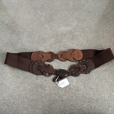 Brown leather and elastic belt