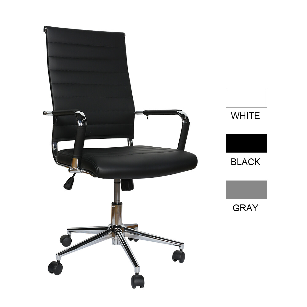 High Back PU Leather Office Chair with Adjustable Height and Swivel Wheels-image
