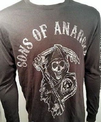 Sons Of Anarchy Soa Grim Reaper Logo Délavé Noir L/S Long Manche