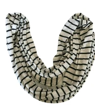 Vince Infinity Striped Scarf Heather Gray with Black stripes