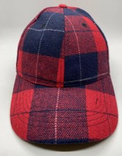 Plaid Winter Cap Hat Adult Adjustable Red Black Polyester