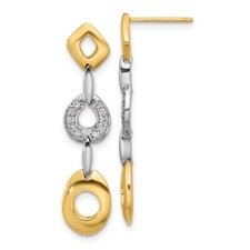 Sterling Silver Rhodium-plated Gold-tone Polished CZ Fancy Post Dangle Earrings