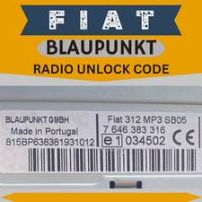 Codice Radio Fiat Sblocco fornito PUNTO PANDA DUCATO DOBLO BLAUPUNKT Codice Sicurezza