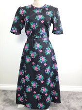 Vintage St Michael Dress Size 8 10 Floral Satin Lightweight Button Back