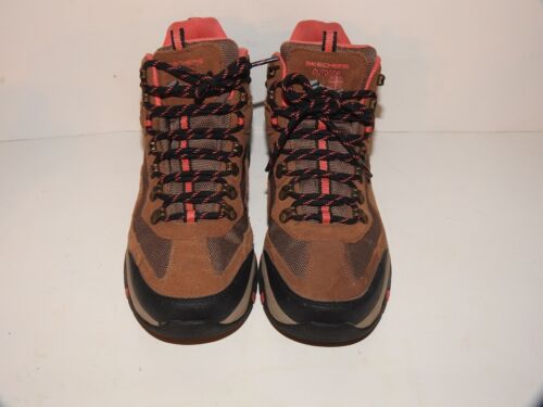 Skechers Womens Relaxed Fit Trego Hiking Boot Tan Suede /Pink Waterproof 167008 - Picture 5 of 12