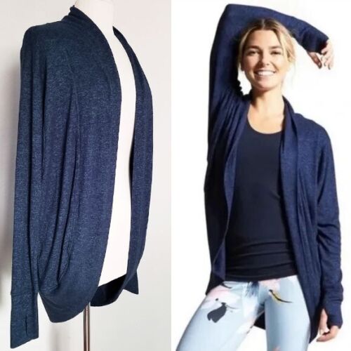 ATHLETA Luxe Pose Wickel Cardigan Heather Blue Cocoon Circle Longline Daumenloch - Bild 2 von 14