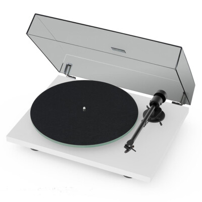 Pro-Ject T1 OM5E Platine Blanc Avec Plat en Verre Et Bras Aluminium